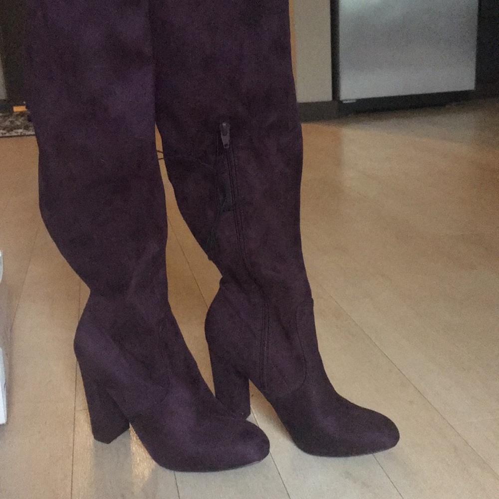Burgundy knee high boots